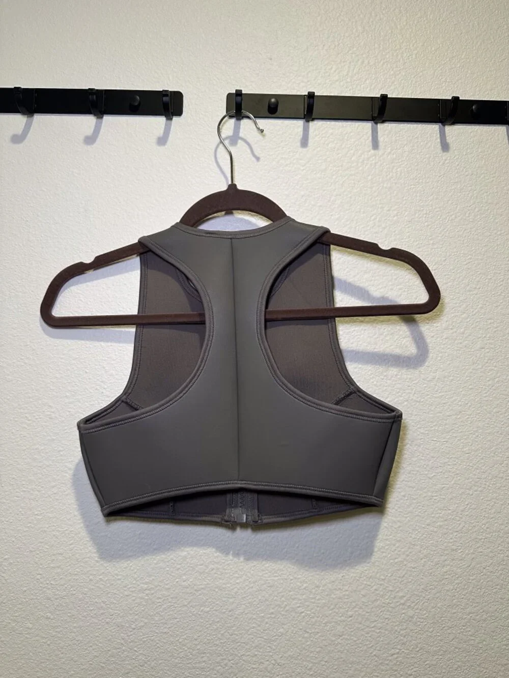 Skims Gray Chalk Rubberized Scuba Swim High Neck Bikini Top Bra Top XS
